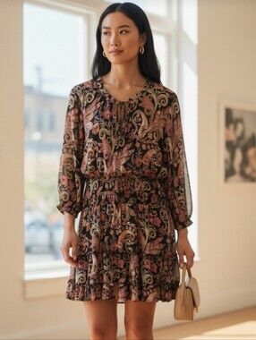 Walker & Wade Ibiza Black/Paisley Dress